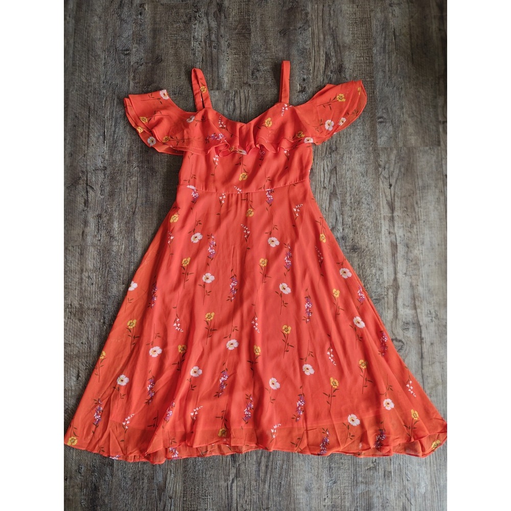 Women's Bleeker 126 Gorgeous Flowy Red Orange Floral Dress Size 10